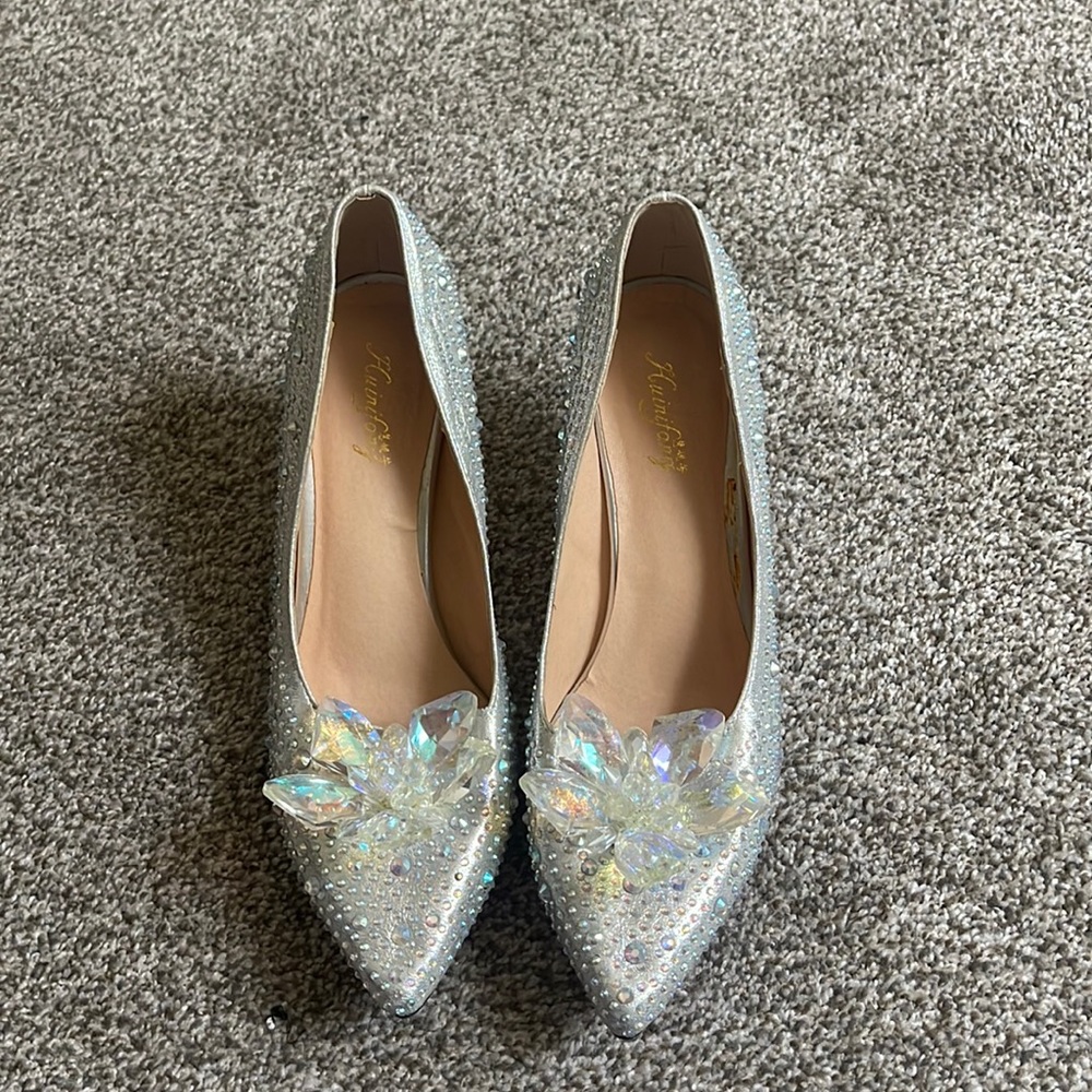 Silver rhinestone heels - used for wedding photos